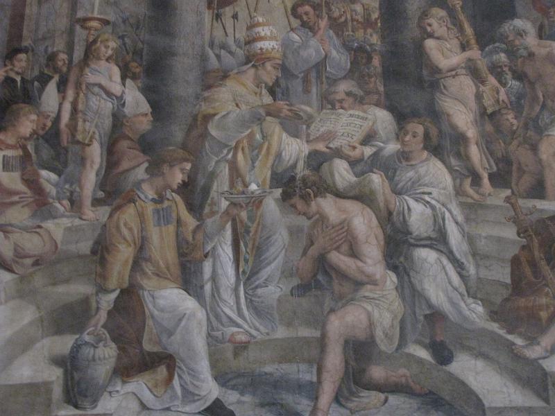 raphaels rooms_baptism of constantine.jpg - Detail van de room of Constantine. De doop van Constantijn.